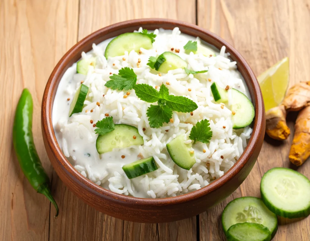 healthy leftover rice meal image