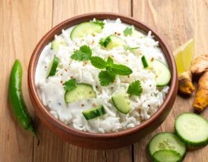 healthy leftover rice meal image